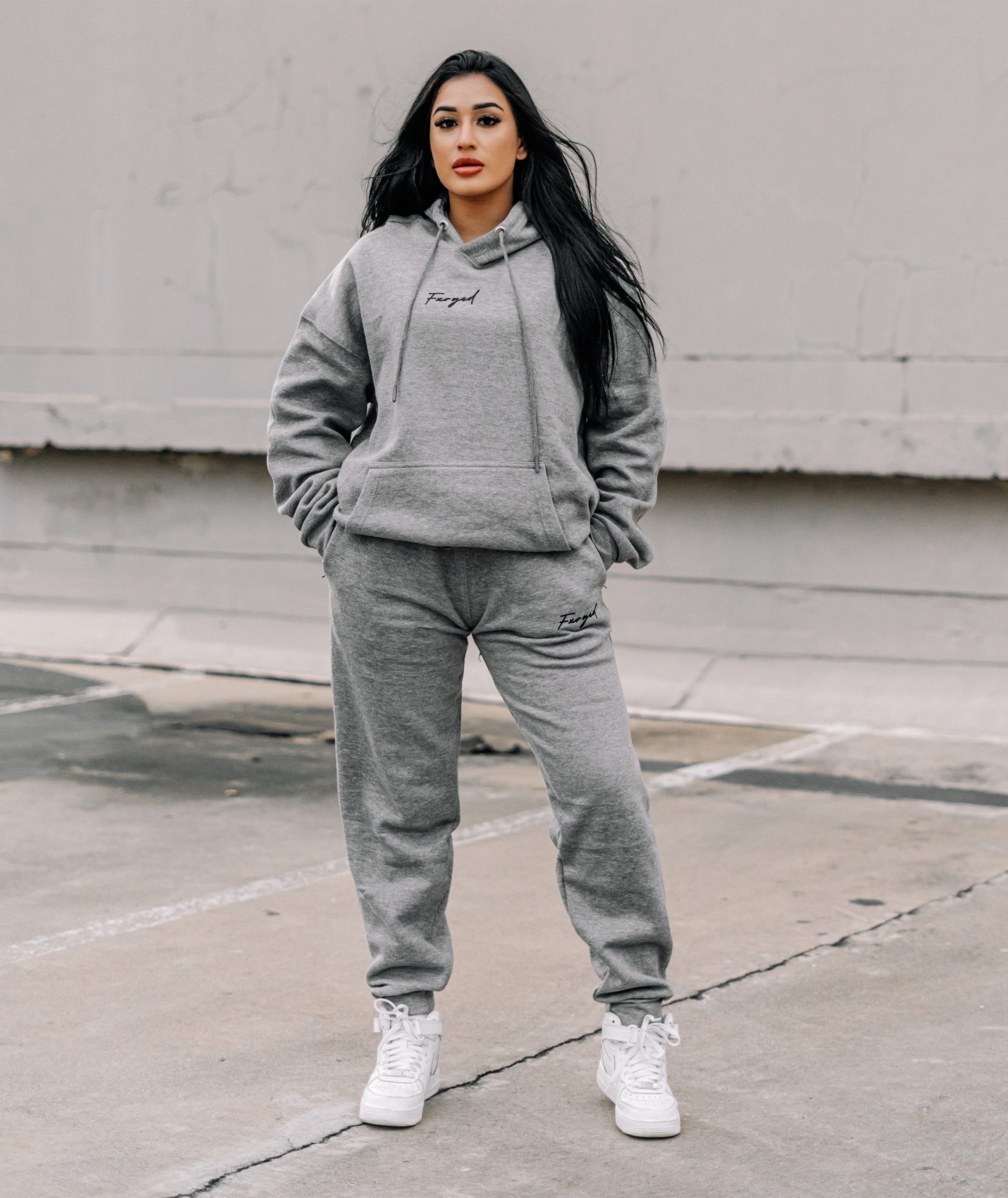 Signature Luxury Tracksuit – Unisex Hoodie & Jogger Set (Heather Grey) - Image 3